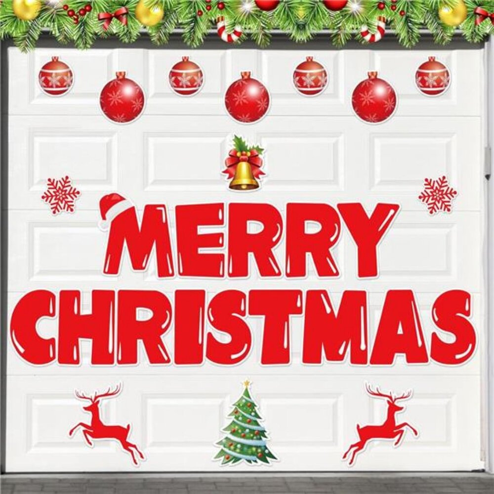 Merry Christmas Garage Door Magnets Decoration, 27 Pcs Christmas Decor